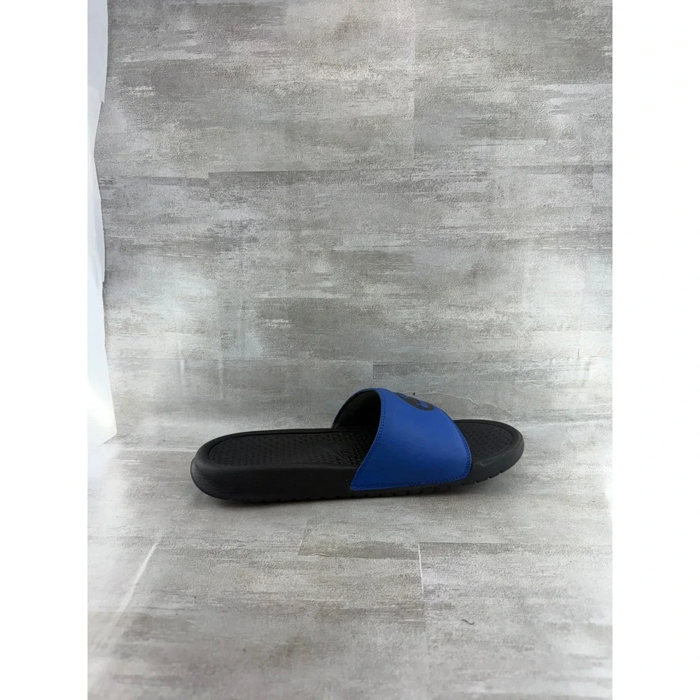 Nike Benassi JDI Slides Blue Black Smiley Face Swoosh 631261-018 Men Sz 10